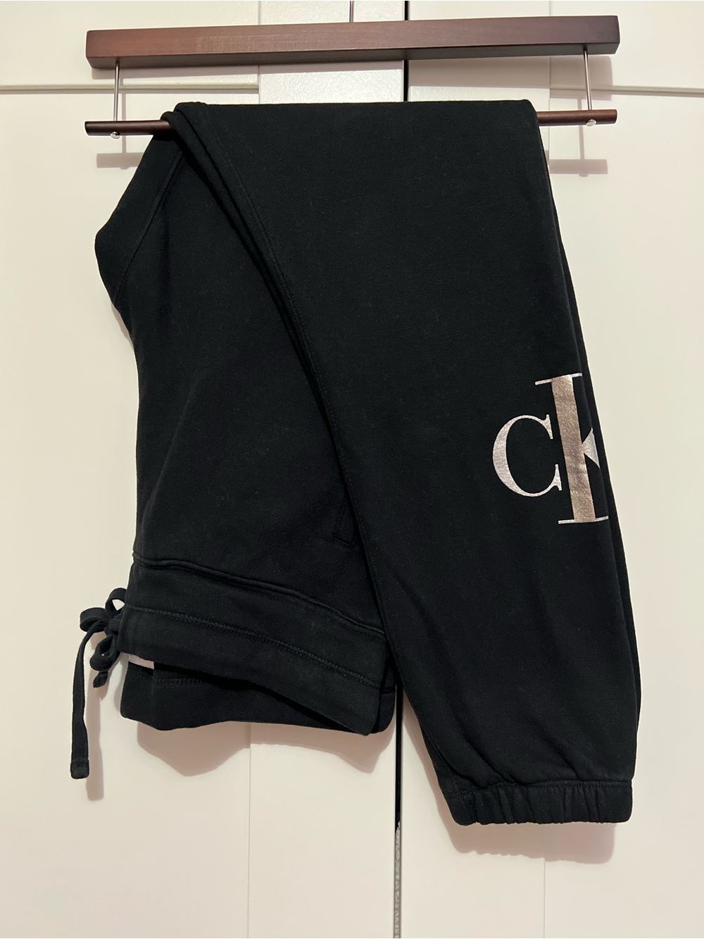 Calvin Klein Kids Black Jogger Sweatpants with Silver CK Logo